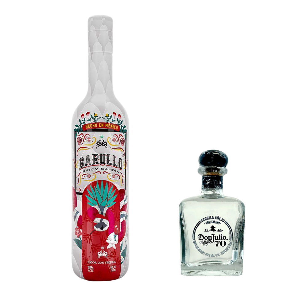 BUy Barullo Spicy Sandía Watermelon Tequila 750ml &amp; Don Julio 70 Añejo Cristalino Tequila 50ml Bundle - Sunset Liquor 
