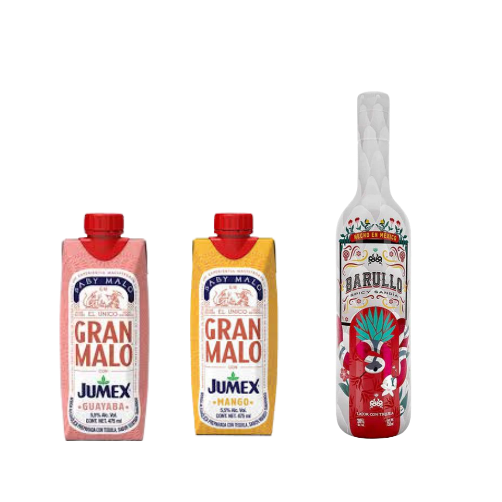 Buy Barullo Spicy Sandía Watermelon &amp; Gran Malo Mango Guava Jumex Tequila Bundle - Sunset Liquor 