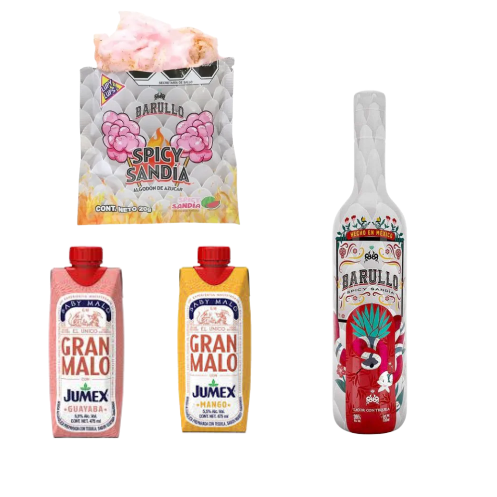 Buy Barullo &amp; Gran Malo Tequila Triple Bundle - Spicy Watermelon, Mango Guava &amp; Cotton Candy - Sunset Liquor 