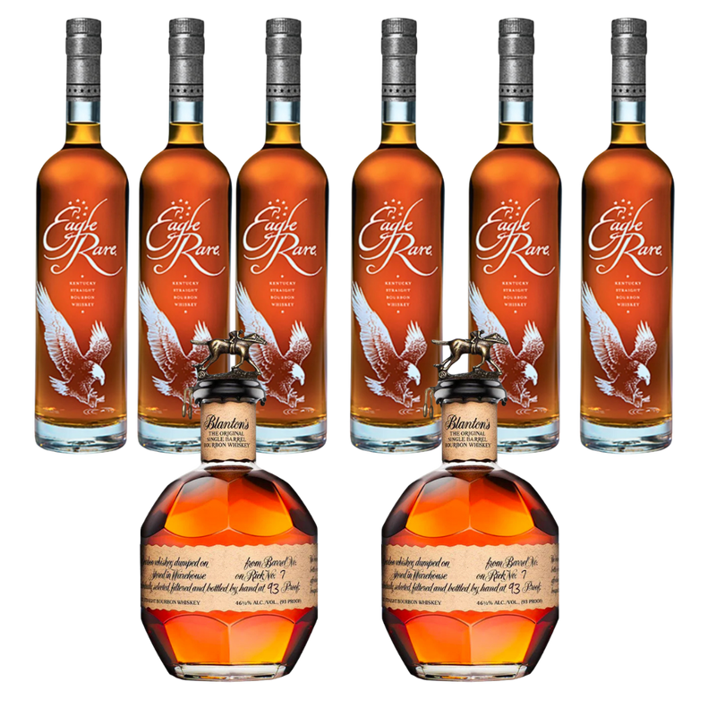 “Premium bourbon whiskey gift set with Blanton’s and Eagle Rare bottles”