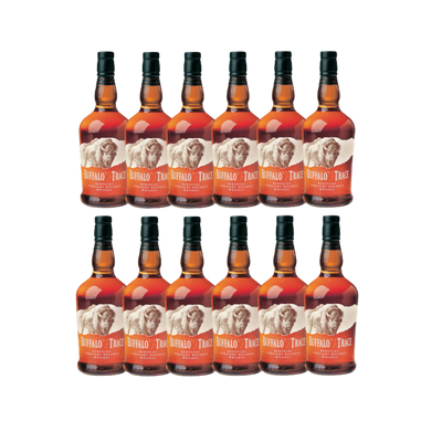 “Buffalo Trace Bourbon packaging box with 12 bottles”