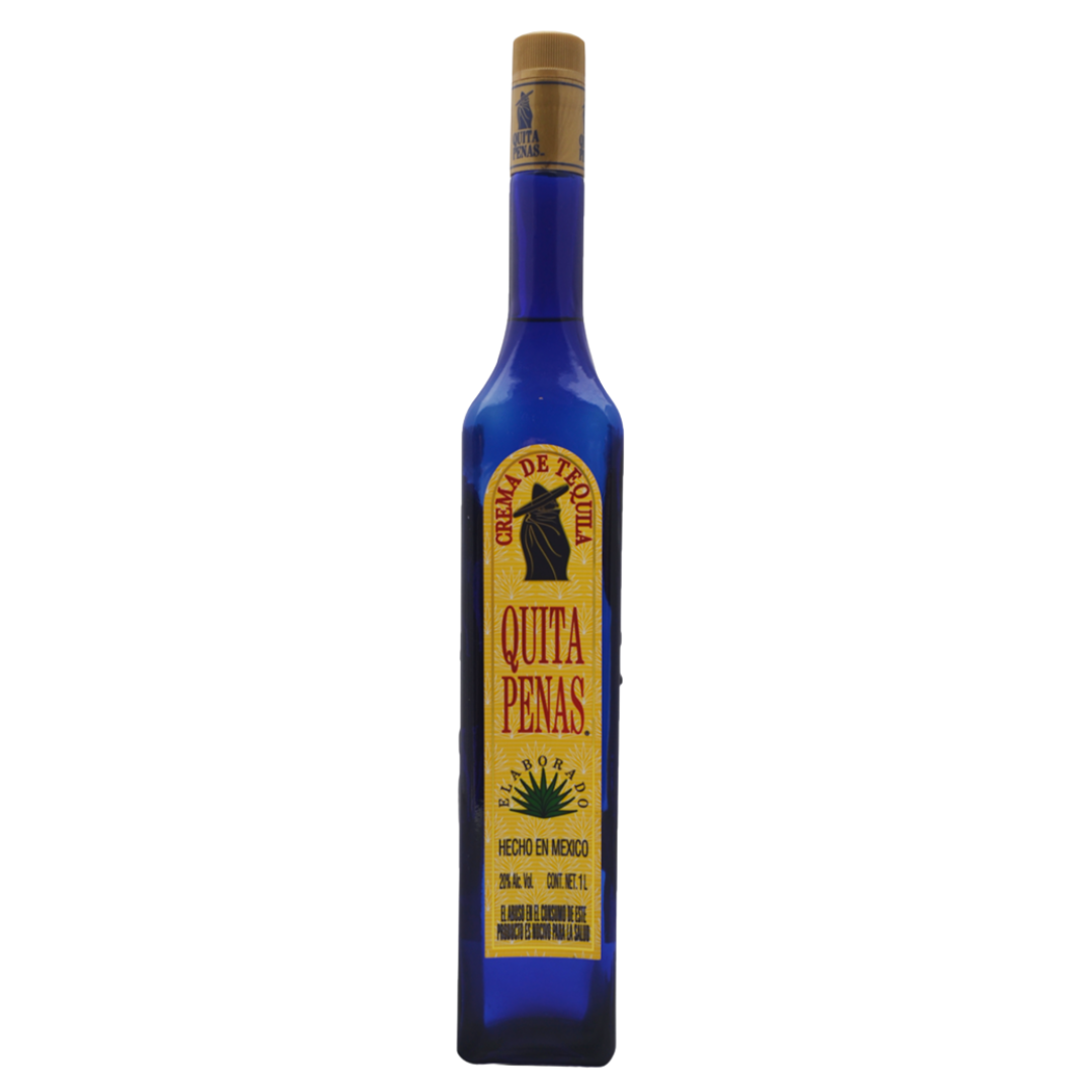 Crema de Tequila Quita Penas featuring smooth Mexican tequila cream liqueur with creamy, sweet flavor.”
