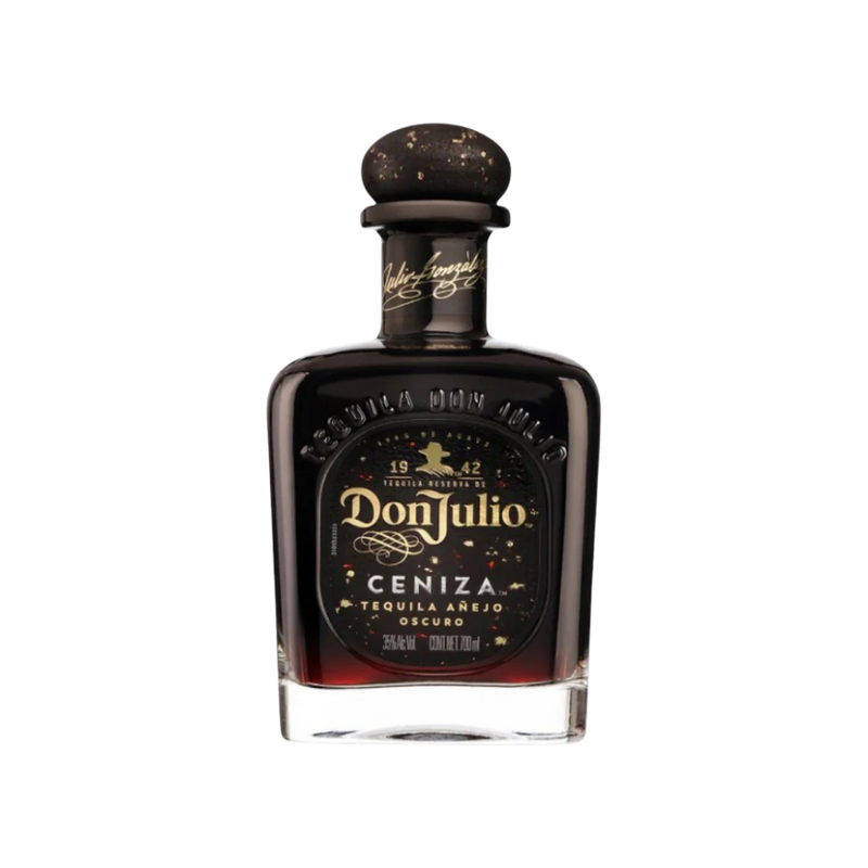 “Don Julio Teq Añejo Ceniza Ash Dark bottle – limited edition dark tequila with smoky flavor and luxury packaging.”