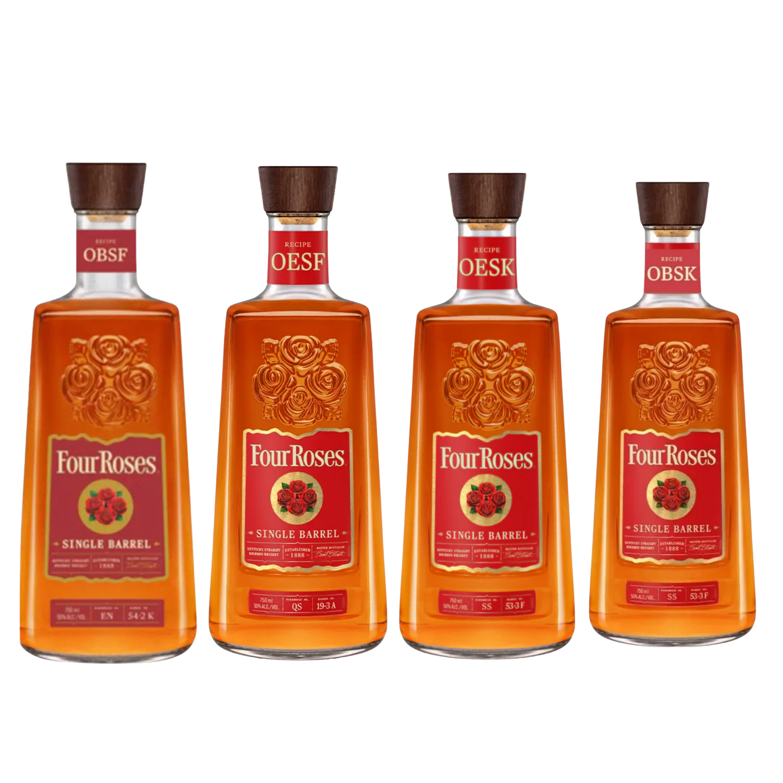 Buy Four Roses OBSF & OESF & OESK & OBSK OESQ Single Barrel  Bourbon Whiskey 750ml Bundle |Sunset Liquor 