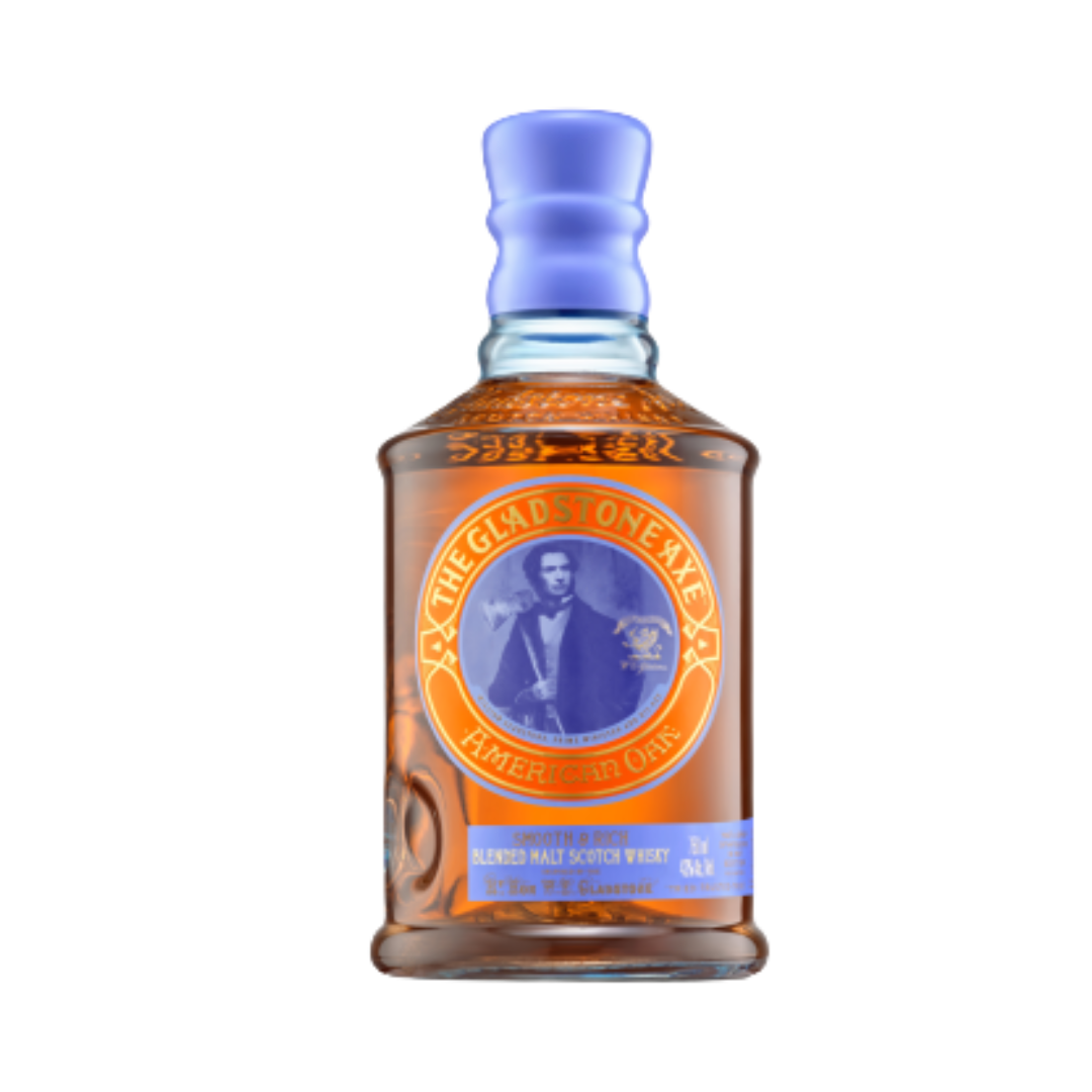 “Gladstone Axe American Oak Blended Malt Scotch Whisky bottle with axe-inspired design and premium oak-aged labeling.”