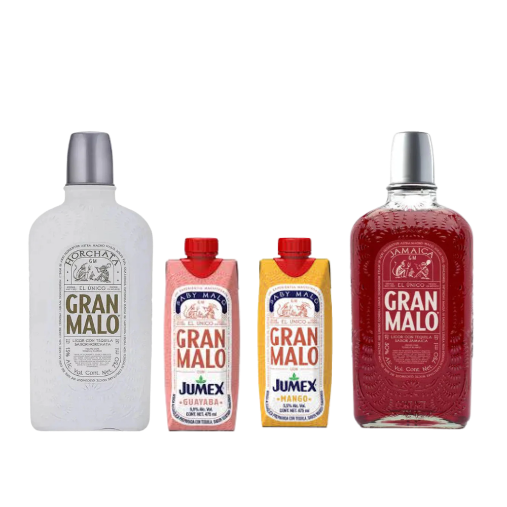 Buy Gran Malo X Jumex Guava &amp; Mango Tequila &amp; Gran Malo Jamaica &amp; Horchata Bundle - Sunset Liquor 