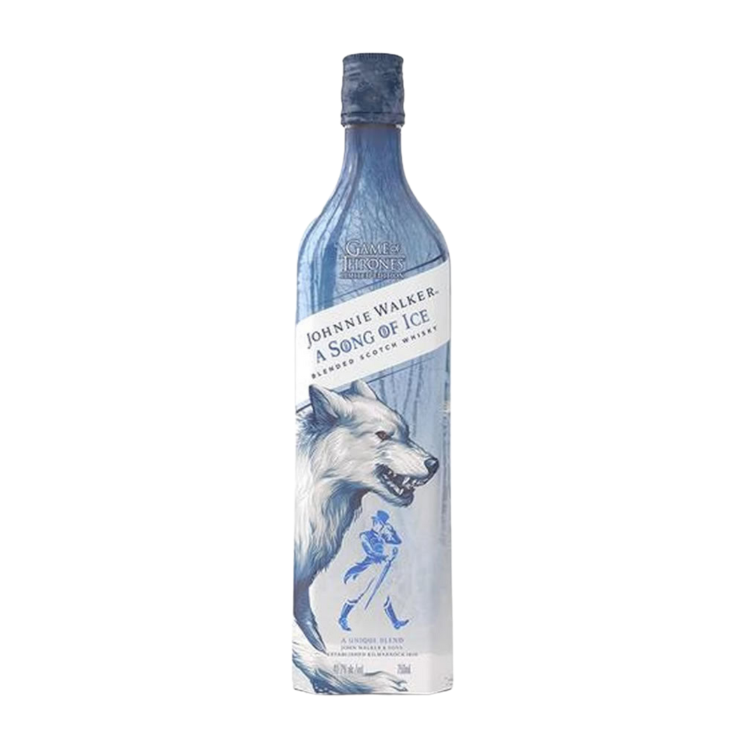 “Johnnie Walker Song of Ice Game of Thrones Limited Edition 750ml bottle with direwolf design”
