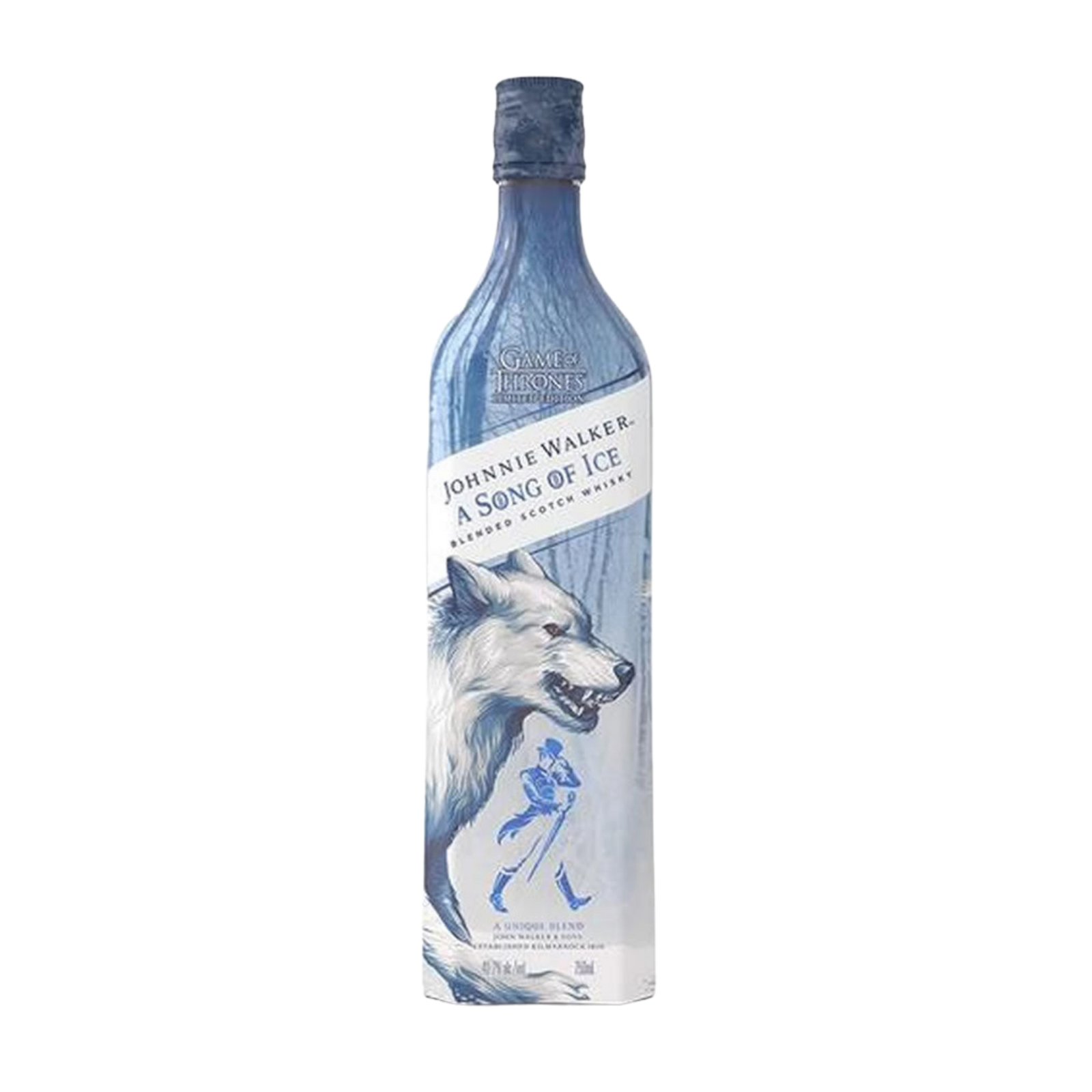 “Johnnie Walker Song of Ice Game of Thrones Limited Edition 750ml bottle with direwolf design”