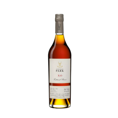 "Park XO Cognac 750 ml bottle with amber color, premium French cognac in elegant packaging."
