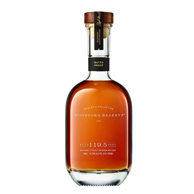 "Woodford Reserve Master's Collection Batch Proof 119.5 – 2025 Edition bottle, premium Kentucky bourbon, limited release high-proof whiskey."