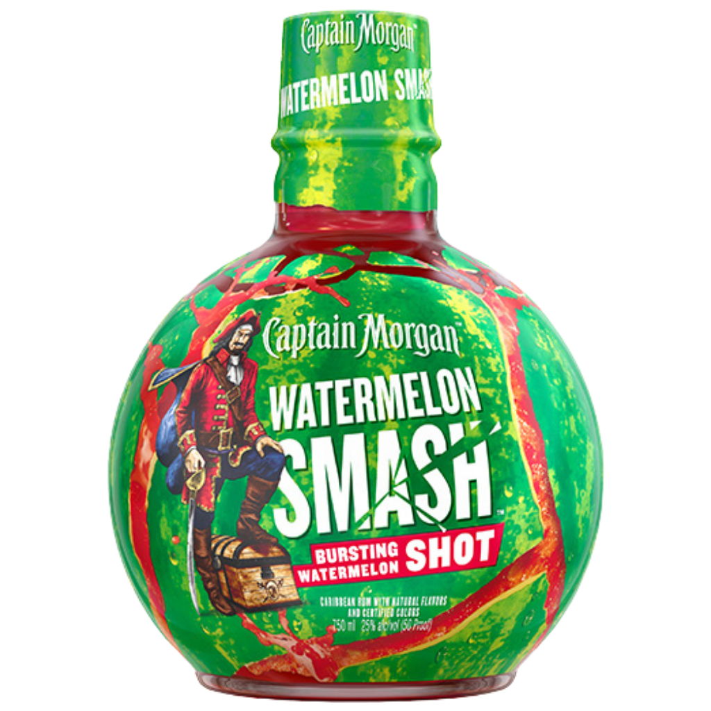 Captain Morgan Watermelon Smash Rum bottle with watermelon flavor branding