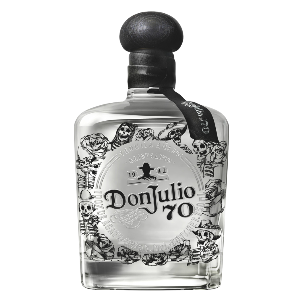 Don Julio 70 Cristalino Día de Muertos limited edition tequila 750ml bottle with colorful Mexican design