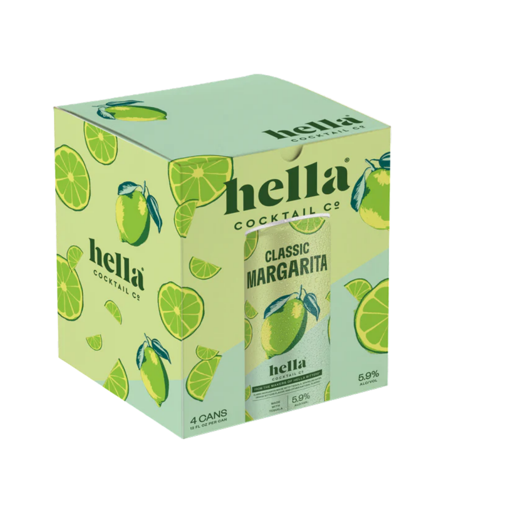 HELLA Classic Margarita 4-pack ready-to-drink canned cocktail with lime citrus flavor