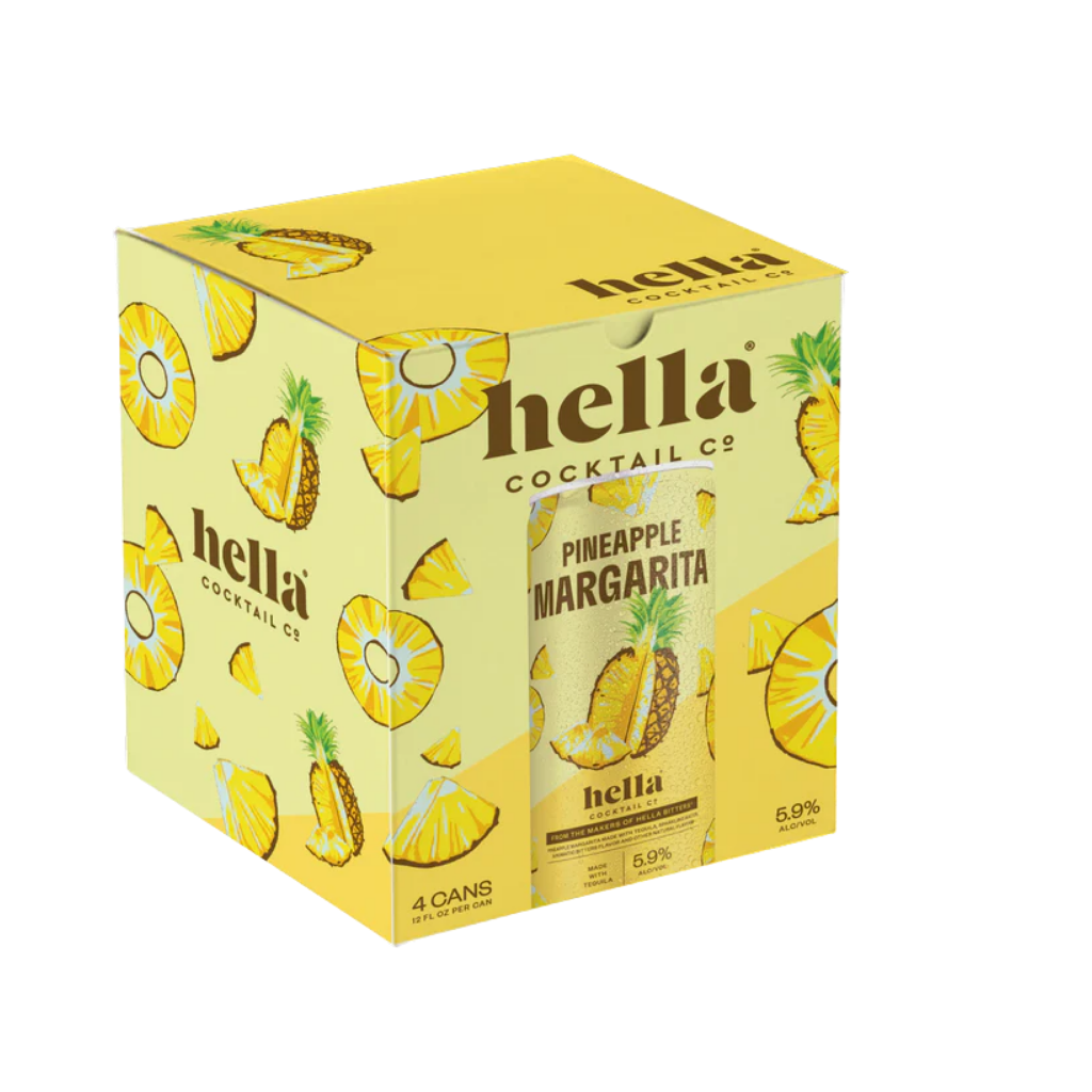 HELLA Pineapple Margarita 4 pack 12 oz canned tropical ready to drink cocktail