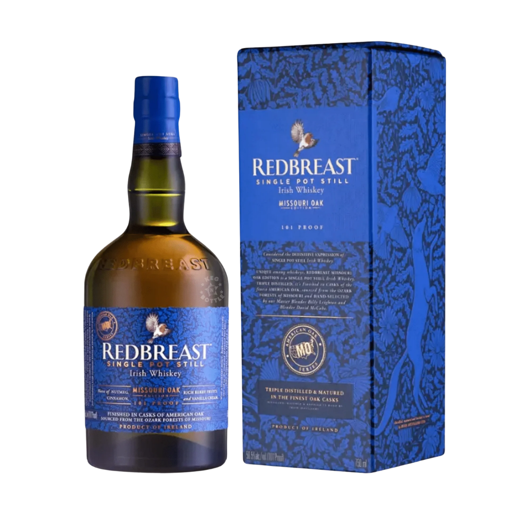 Redbreast Single Pot Still Missouri Oak Irish Whiskey 750ml bottle with premium Irish whiskey packaging
