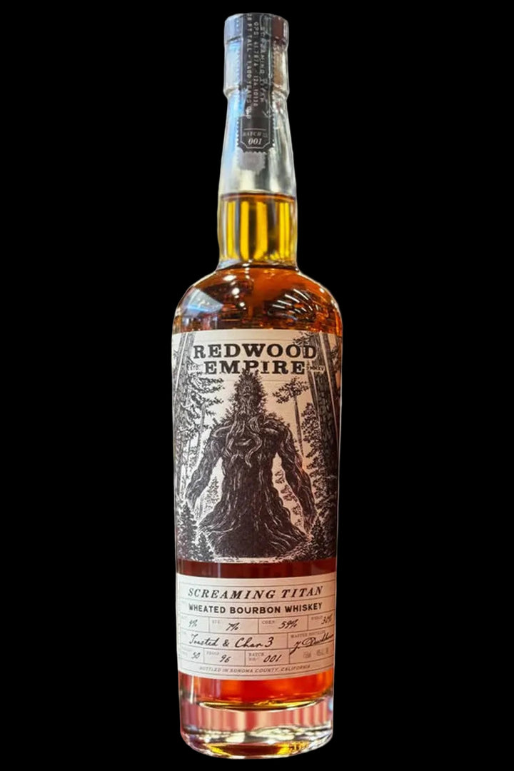Redwood Empire Screaming Titan Wheated Bourbon 750ML bottle with forest-inspired label and premium craft whiskey packaging